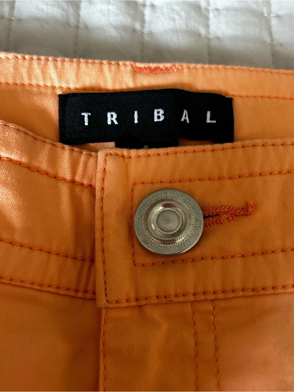 Tribal Orange Straight-Leg Denim Bermuda Shorts - Picture 3 of 4